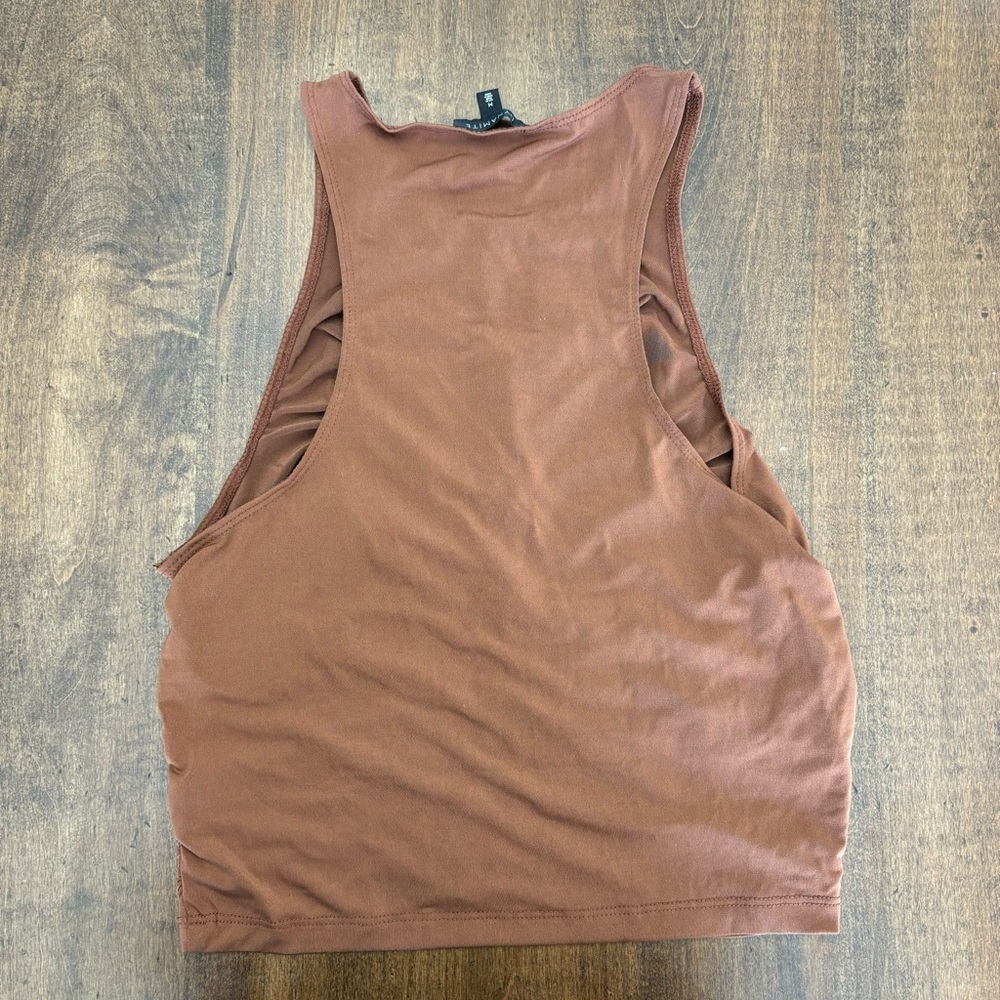 Dynamite Rust Brown Ruched Halter Crop Top - Picture 8 of 9